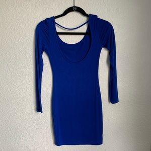 Blue long sleeve body con dress